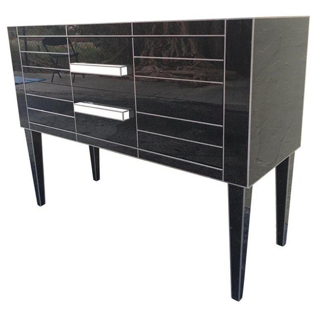 New Chest Of Drawers In Black Mirror And Aluminium With White