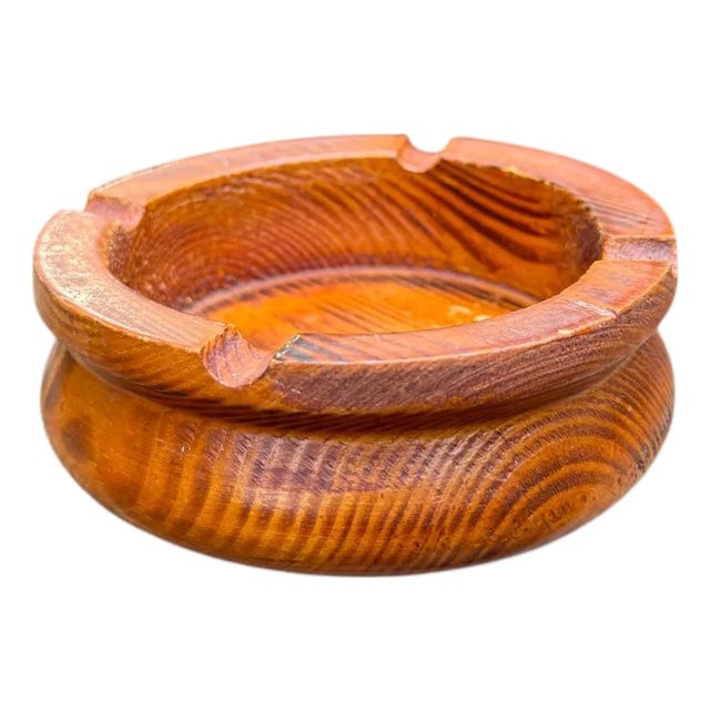 1947 Signed Handcrafted Wood Ashtray For Sale
