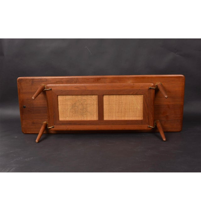 Peter Hvidt and Orla Mølgaard Nielsen for France and Son Danish Teak and Cane Coffee Table For Sale - Image 6 of 13