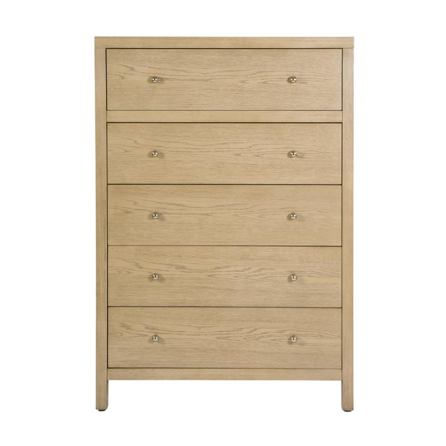 2020s Nora 36 in. W Rectangular Wood 5 Drawer Tall Dresser, Light Oak For Sale - Image 5 of 9