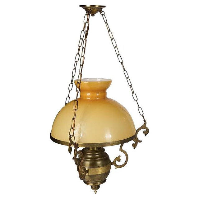 1980s Chandelier with Yellow Opaline Hood, 1980s For Sale - Image 5 of 5