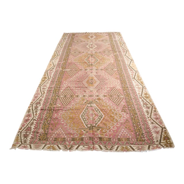 Mid 20th Century Oversize Handwoven Kilim Rug For Sale