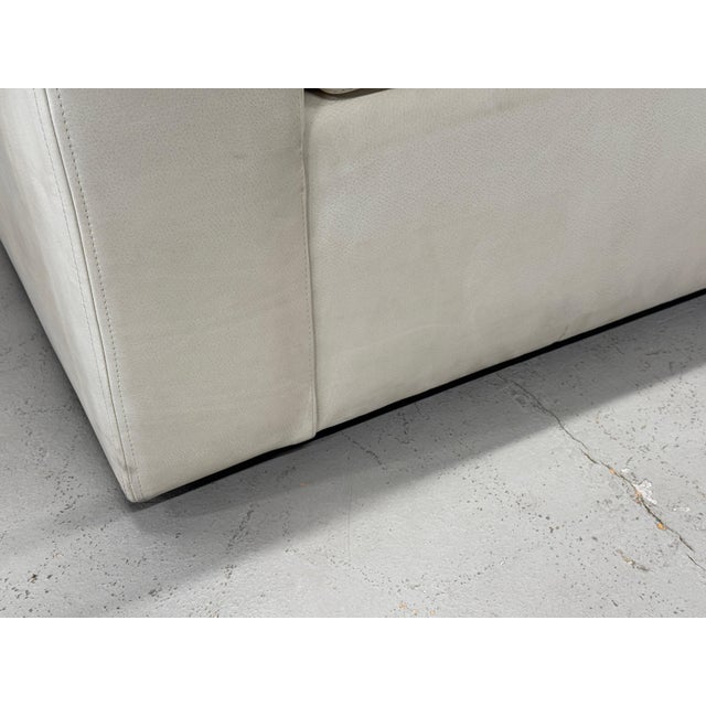 Sally Sirkin Lewis J Robert Scott Sofa in Beautiful Nubuck Leather Suede For Sale - Image 14 of 16