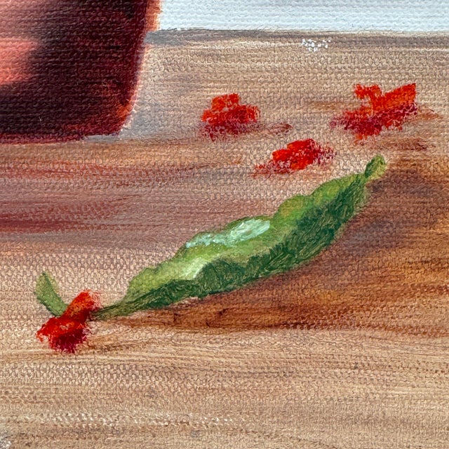 Vintage Floral Still Life Oil Painting Red Geraniums in Ornate Gilt Frame - Signed by David For Sale In Tampa - Image 6 of 12