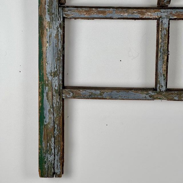 Early 20th Century Architectural Salvaged Wooden Window Frame for Wall Decor For Sale - Image 4 of 12