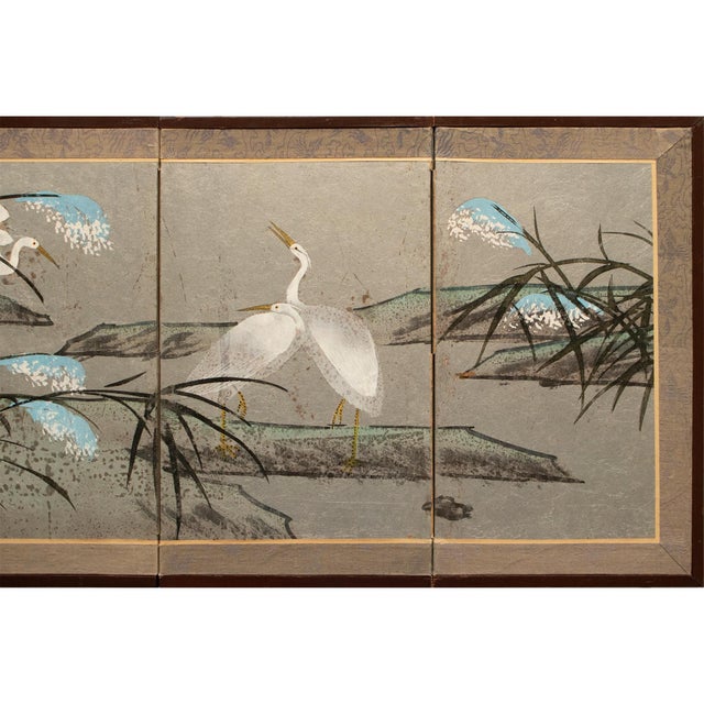 Chinoiserie Circa 1970s Chinoiserie 4-Panel Small Painted Screen For Sale - Image 3 of 11