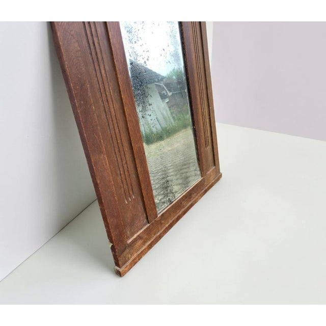 Antique French Provincial Carved Oak Hall Mirror with Beveled Glass and Shelf, 1890 For Sale - Image 13 of 15