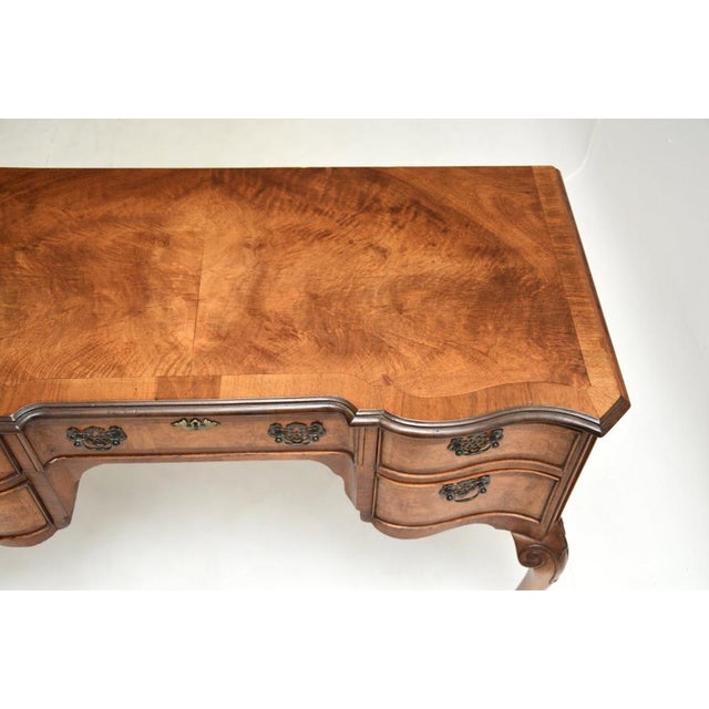 Brown Queen Anne Figured Walnut Desk, 1930s For Sale - Image 8 of 11