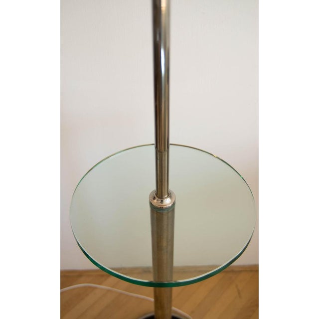Bauhaus Nickel and Glass Floor Lamp with Side Table, 1930s For Sale - Image 13 of 14