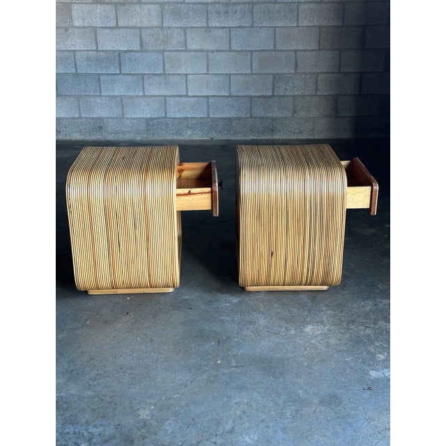 1980s Pencil Reed Bamboo Nightstands After Betty Cobonpue and Gabriella Crespi- A Pair For Sale In Philadelphia - Image 6 of 11