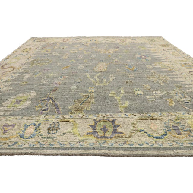 Modern Vintage Pastel Turkish High-Low Rug, 08'05 X 10'07 For Sale - Image 3 of 9
