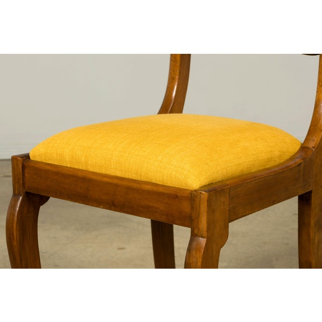 Set of 10 Mid-19th C. French Louis Philippe Walnut Dining Chairs in Yellow Linen For Sale - Image 15 of 18