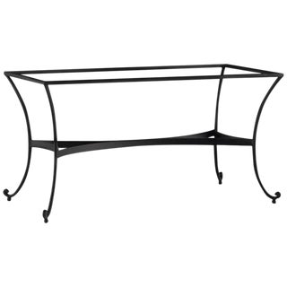 Patio or Garden Dining Room Table in Wrought Iron With Glass Top For Sale