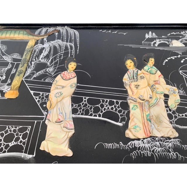 Mid 20th Century Black Lacquer Chinoiserie Coffee Table For Sale - Image 5 of 10