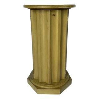 Neoclassical Fluted Column Bar Cabinet Pedestal Side End Table, Vintage Revival For Sale