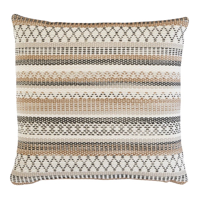 Schumacher Fremont Indoor & Outdoor 18" Pillow in Neutral For Sale