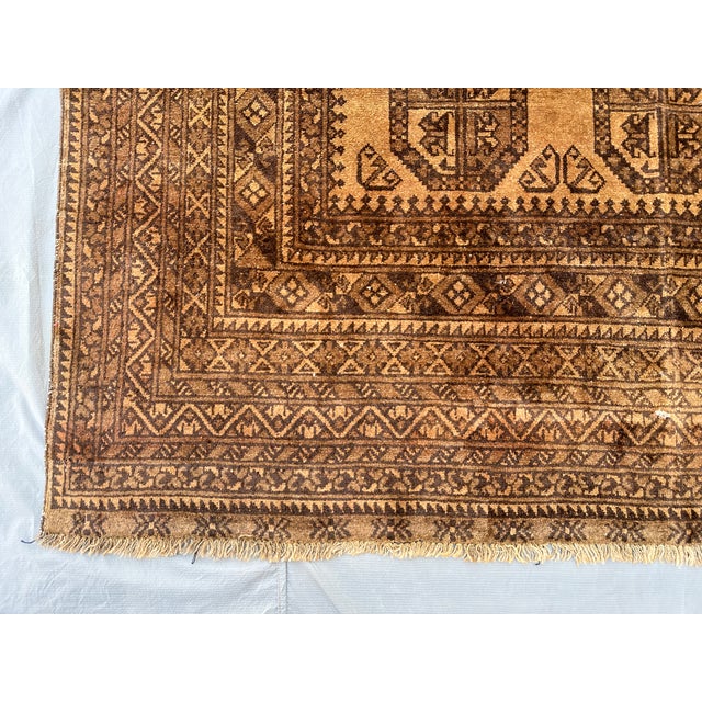 Textile Terracotta Camel Afghan Ersari Hand-Knotted Wool Rug - 6'7" X 9'7" For Sale - Image 7 of 11