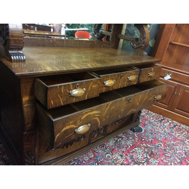 Antique Oak Buffet, Carved Victorian Buffet Bar For Sale - Image 13 of 16