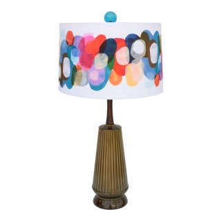 Mid-Century Ribbed Ceramic Table Lamp For Sale