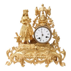 Antique 19th-Century French Gilt Metal Figural Mantel Clock (Circa 1880s)