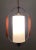Stilnovo Opaline Glass light Pendant Bronze fittings Wooden veneer decor on either side Height including rod and canopy 72...
