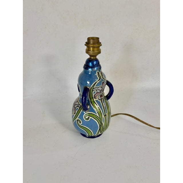 Small Art Nouveau Lamp in Glazed Ceramic, 1970s For Sale - Image 4 of 13