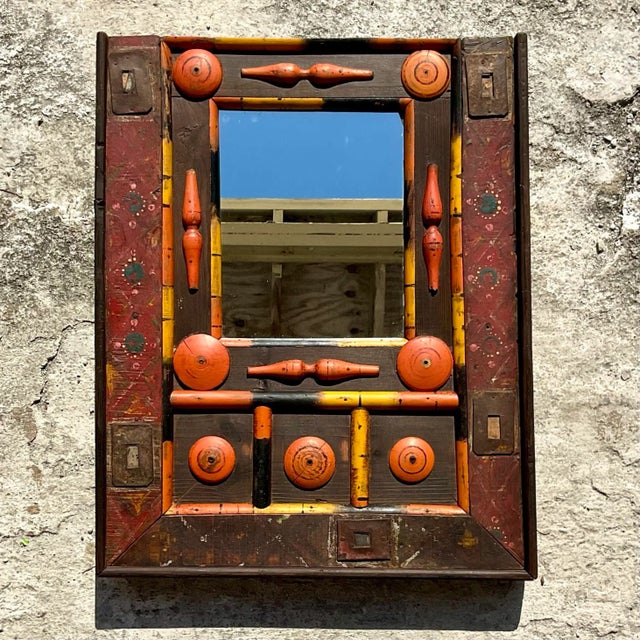 Glass Vintage Boho Found Object Assemblage Mirror For Sale - Image 7 of 7