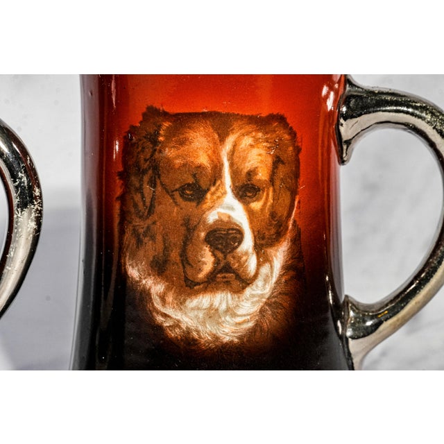 Antique Victorian Pitcher Mugs Hand Painted Dog Canine Portraits - Rare Complete Set of 7 For Sale - Image 12 of 18