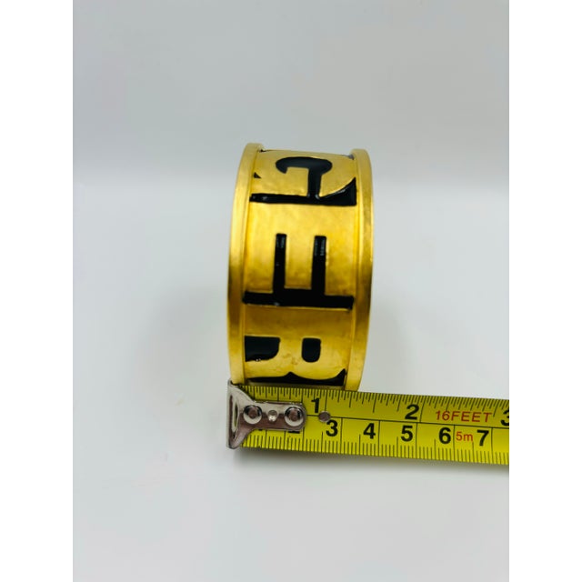Karl Lagerfeld 90s Heavy Gold-Tone Enameled Bangle Bracelet For Sale - Image 10 of 12