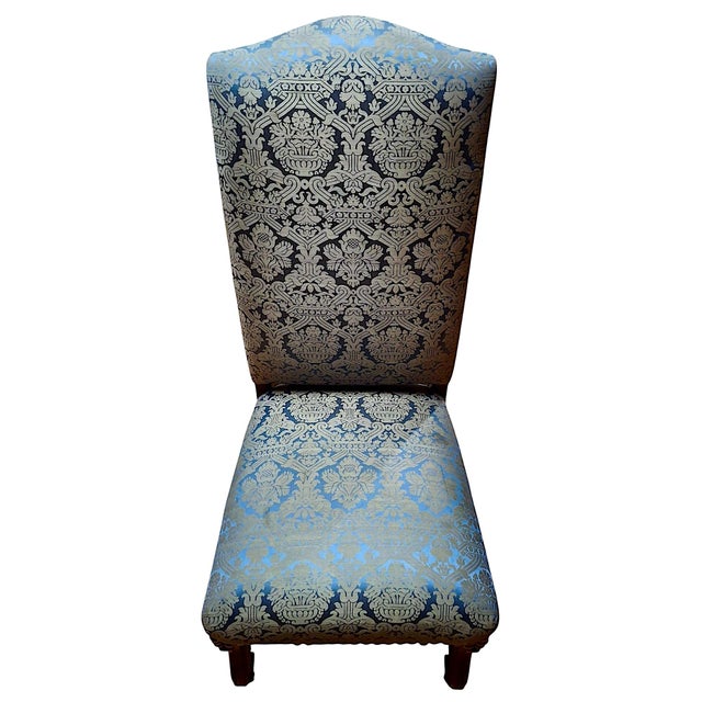 Cerulean Pair of Louis XIII-style “Os De Mouton” Upholstered Side Chairs For Sale - Image 8 of 11