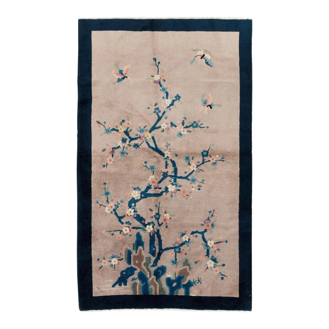 Galerie Shabab Collection Mid-20th Century Handmade Chinese Art Deco Accent Rug For Sale