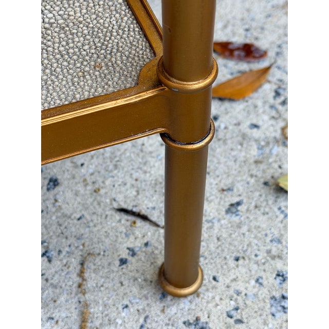 Lillian August 'Anton' Aged Brass and Shagreen Side Table For Sale - Image 13 of 17