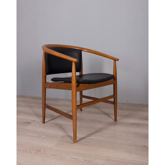 1960s Vintage Wood and Leather Chairs from Isa Bergamo, 1960s, Set of 4 For Sale - Image 5 of 15