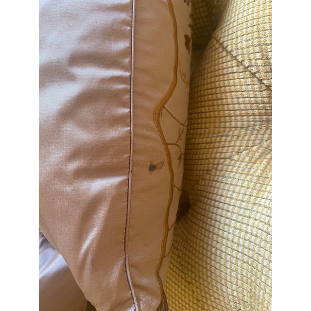 Vintage European Embroidered Silk Taffeta Cushions- Set of 2 For Sale - Image 11 of 12