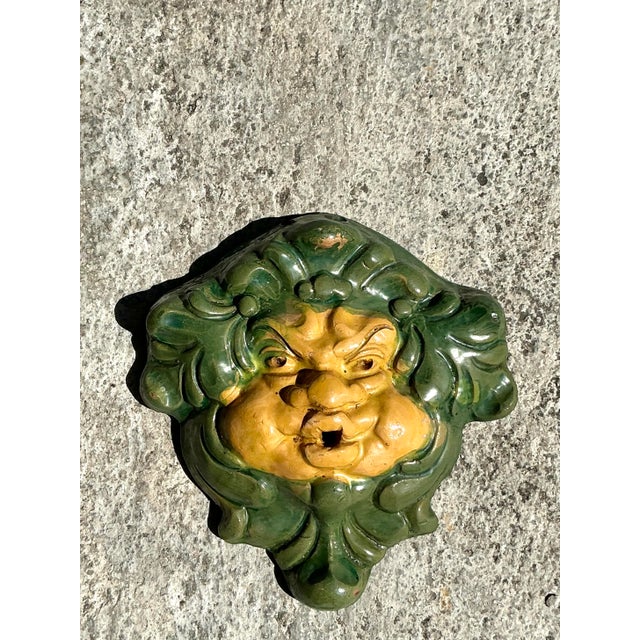 American Vintage Regency Glazed Terracotta Face Sculpture For Sale - Image 3 of 7