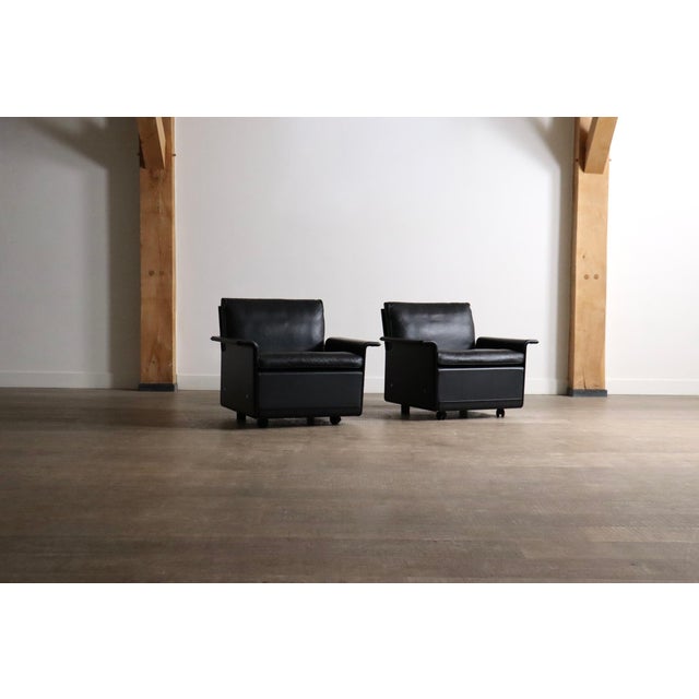 Model 620 Lounge Chairs in Black Leather by Dieter Rams for Vitsoe, 1980s, Set of 2 For Sale - Image 16 of 16