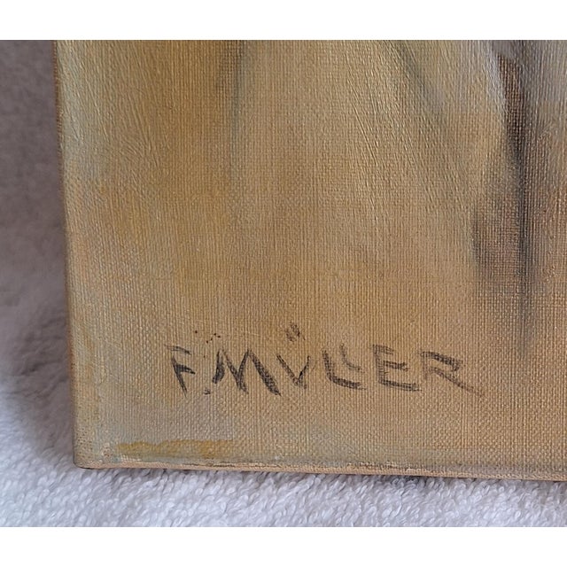 Mid-Century Modern F. Müller, Portrait of a Boy, 1956, Oil on Canvas For Sale - Image 3 of 5