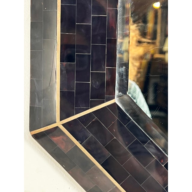 1980s C. 1980s Maitland Smith Tessellated Horn Mirror With Console For Sale - Image 5 of 9