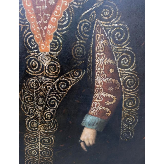 Traditional Large Vintage Old Master Style Noblewoman Oil Portrait For Sale - Image 3 of 8