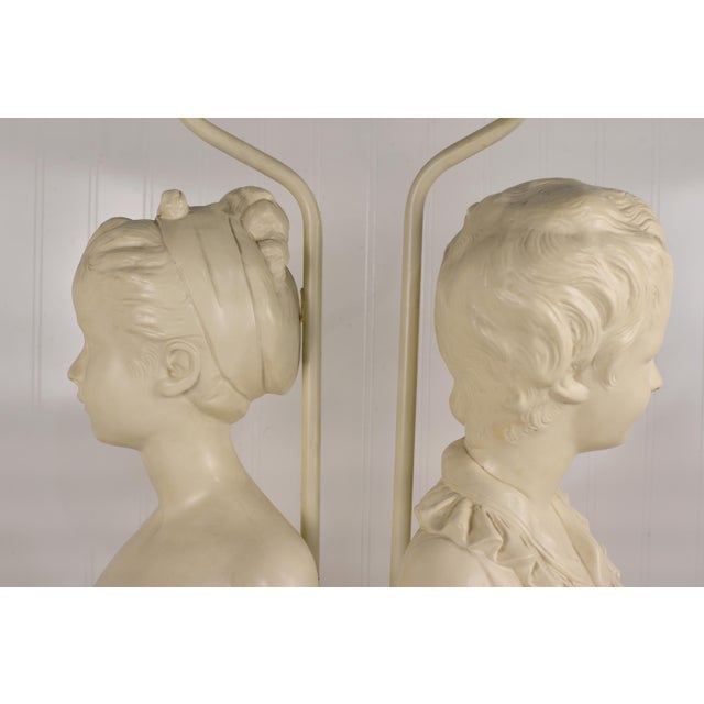 Vintage Cast Plaster Busts Louise & Alexandre Brongniart Lamps Reproductions - a Pair For Sale - Image 12 of 12