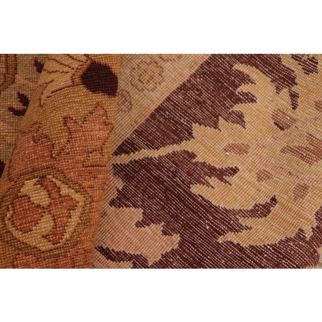 Brick Red 1980s Vintage Bohemian Low Pile Red/Gold Wool Rug For Sale - Image 8 of 10