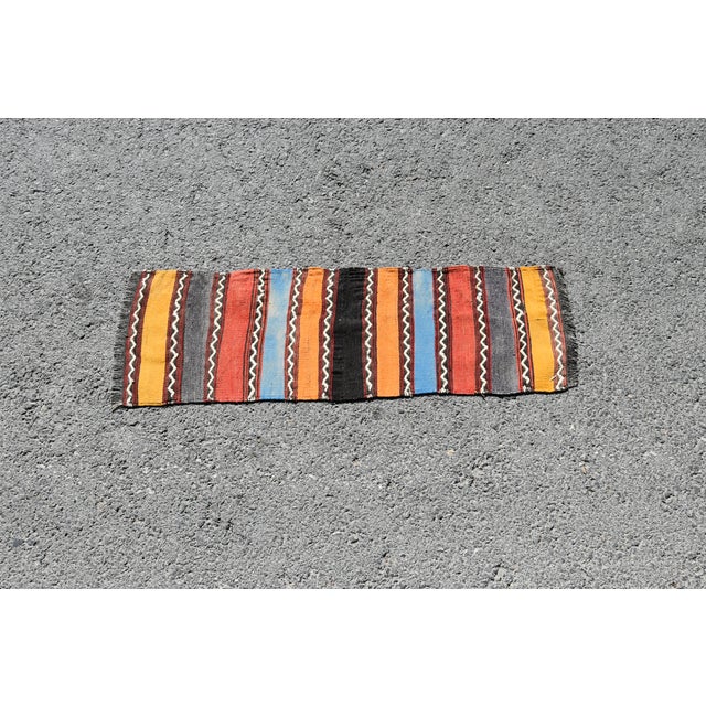 1970s Turkish Vintage Hand Knotted Stripe Desing Wool Kilim Runner Rug For Sale In Sacramento - Image 6 of 11