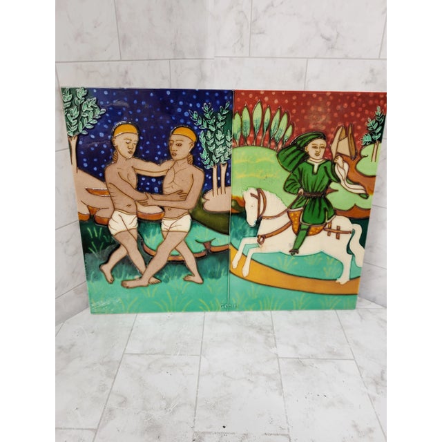 Ceramic Vintage Ceramic Art Tile Gemini the Twins Horoscope Zodiac Signs Large For Sale - Image 7 of 8