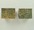 Set of two rectangular horizontal Brutalist bronze door handles with abstract relief and irregular textures, European...