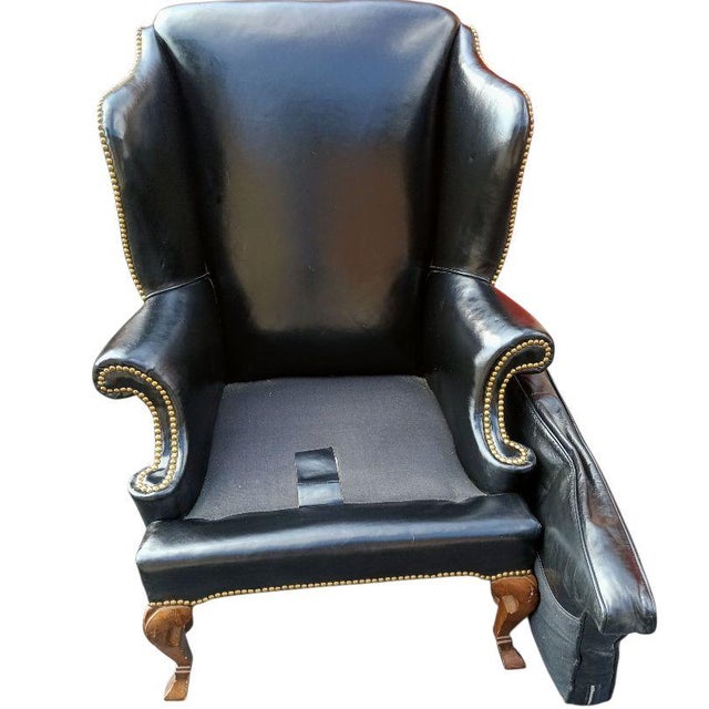 Leathercraft Rare No. 200 Bicentennial Limited Edition Leather Wingback Chair by Leathercraft-Hickory Nc. Excellent Condition For Sale - Image 4 of 12