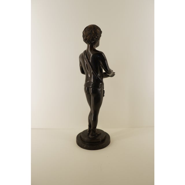 Vintage Classical Figurative Statue Holding Seashell on Round Base For Sale - Image 9 of 18