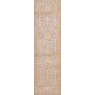 Nazmiyal Collection Light Neutral Grey Khotan Pomegranate Design Modern Runner Rug For Sale