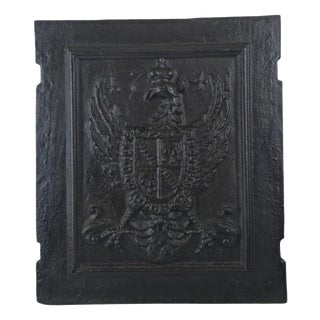 German Cast Iron Stove Plate with Crowned Eagle Arms, 1741 For Sale