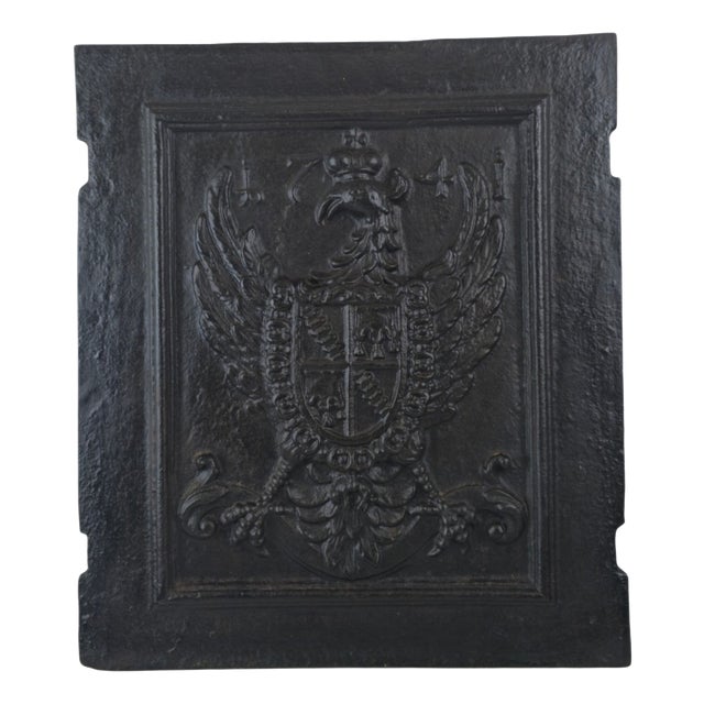 German Cast Iron Stove Plate with Crowned Eagle Arms, 1741 For Sale