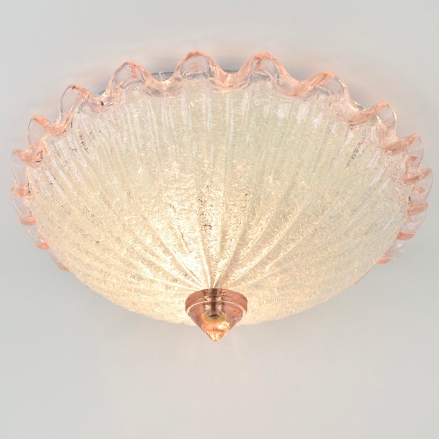Metal Mid Century Murano Barovier & Toso Attributed Flush Mount For Sale - Image 7 of 9